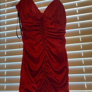 Red silk ruffle dress size 0, worn once